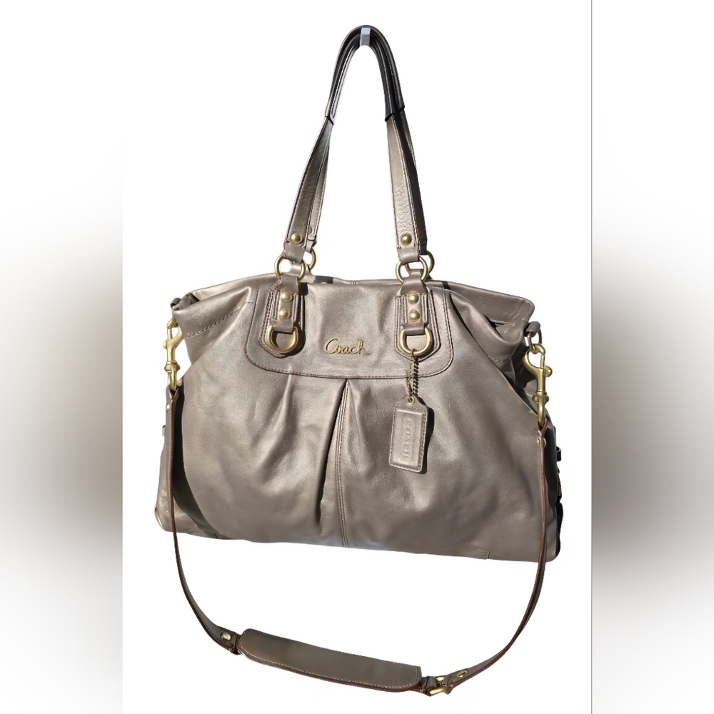 Coach Ashley Leather Satchel F15513 Shoulder Bag Metallic Bronze EUC - Picture 1 of 14